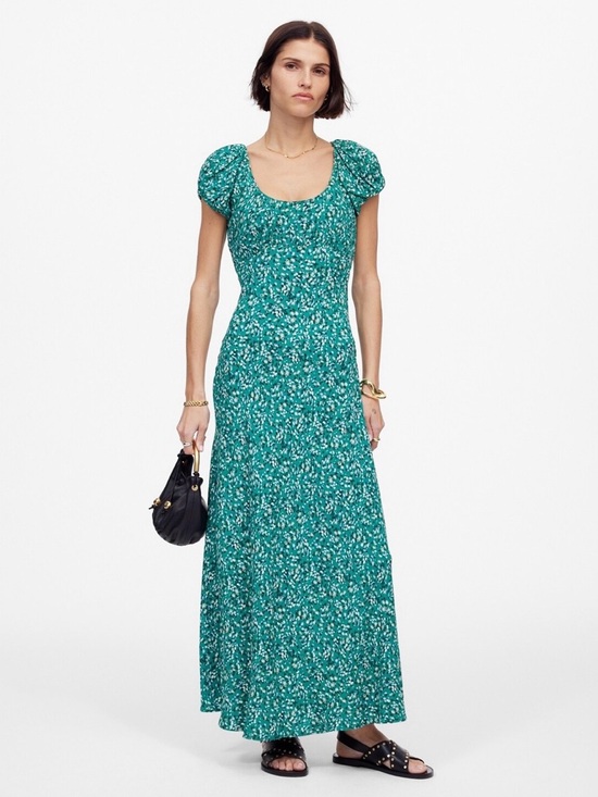 Madewell Dresses & Skirts - Madewell Ruched Scoopneck Midi Dress in Floral Kelly Green size 8 NWT